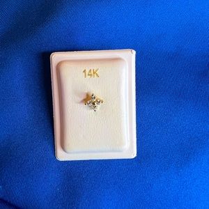 14K GOLD NOSE RING - BONE STYLE NOSE STUD